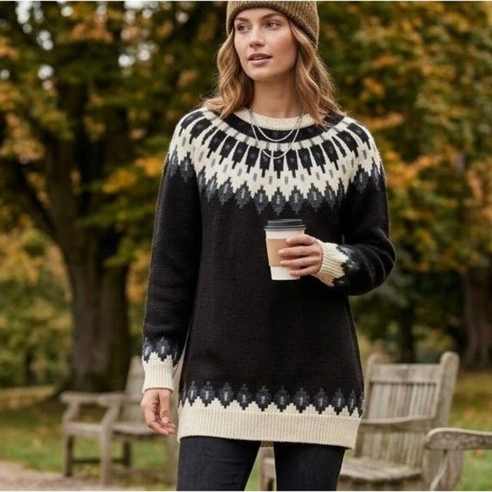 BDG Urban Outfitters Nordic Fair Isle Wool Blend Yoke Tunic Sweater Medium